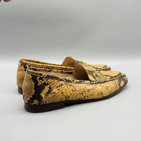 Sam Edelman Shoes Womens 7 Tan Brown Leather Bit Loafers Snakeskin Print - Picture 8 of 11